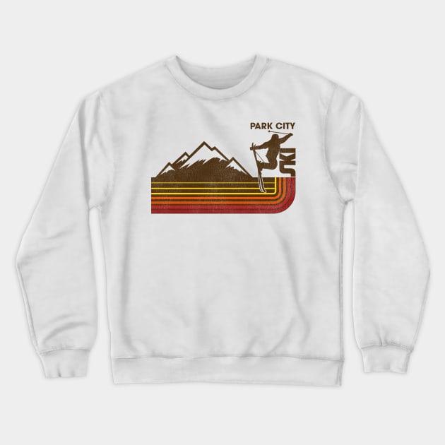 Retro Park City 70s/80s Style Skiing Stripe Crewneck Sweatshirt by darklordpug